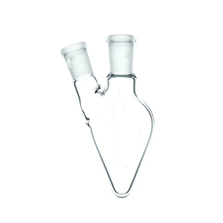 Labu Bentuk Pir Mulut Tanah Kaca Borosilikat Dengan Dua Leher